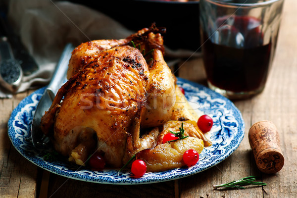 cranberry apple stuffed cornish hens Stock photo © zoryanchik