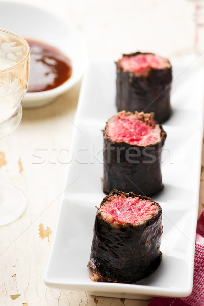 beef rolls from nori.selective focus Stock photo © zoryanchik