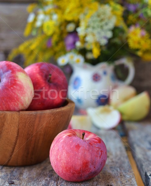 リンゴ 木製 リンゴ ジュース デザート 甘い ストックフォト © zoryanchik