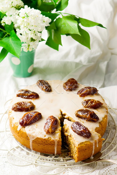 dates cake with glaze Stock photo © zoryanchik