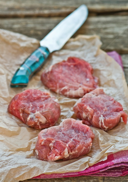 the fresh, crude, cut on pieces pork fillet  Stock photo © zoryanchik