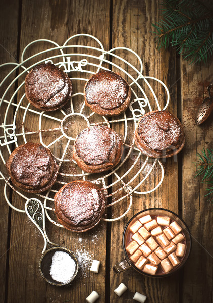 Chocolat gâteaux crème tasse chaud gâteau [[stock_photo]] © zoryanchik