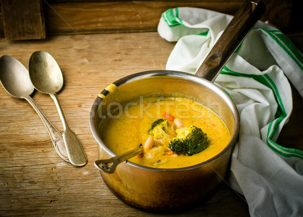 vegetable haricot and broccoli soup  Stock photo © zoryanchik