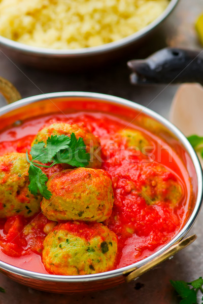 fish croquette in tomato sauce in a copper bowl  Stock photo © zoryanchik