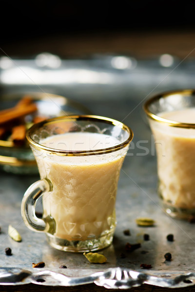 Сток-фото: индийской · чай · стекла · металл · стиль