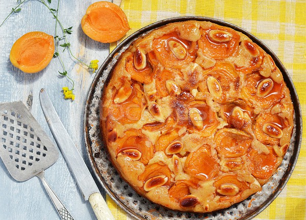 Aprikose pie voll Früchte Party Hintergrund Stock foto © zoryanchik