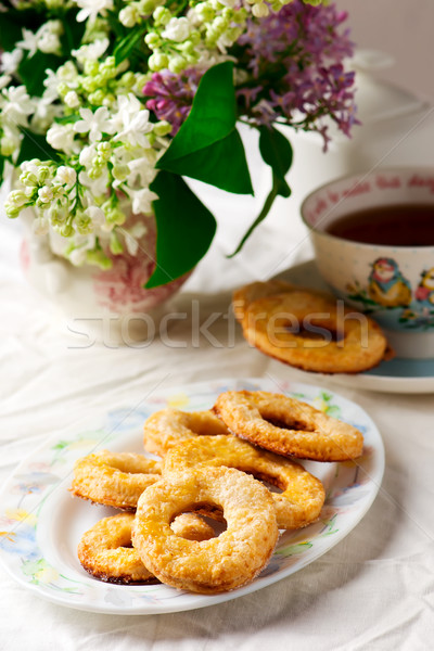 Panna acida vintage alimentare tavola fresche cookie Foto d'archivio © zoryanchik