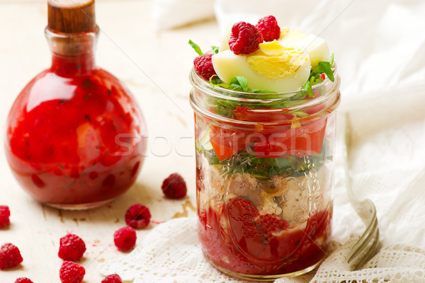 spring cobb salad with raspberry vinaigrette Stock photo © zoryanchik