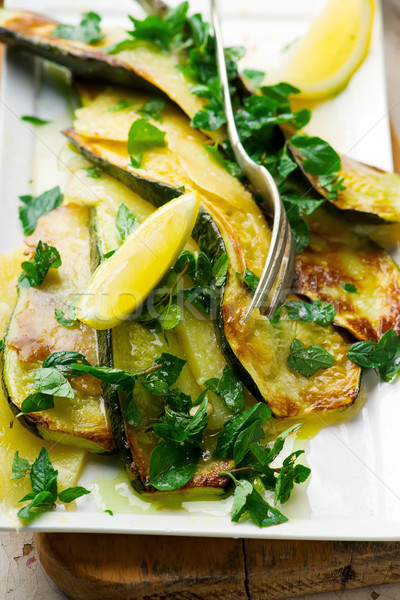 Stock photo: Grilled summer squash and cheese lemon mint