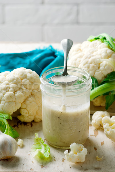 Stock photo: cauliflower alfredo sauce.selective focus