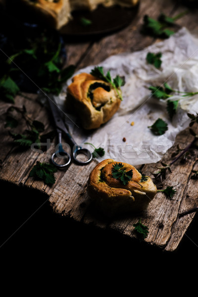 Wild nettle  whole wheat kissed buns. Style rustic.  Stock photo © zoryanchik