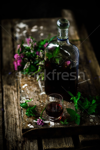 Bitter tincture with mint and clover.style rustic Stock photo © zoryanchik
