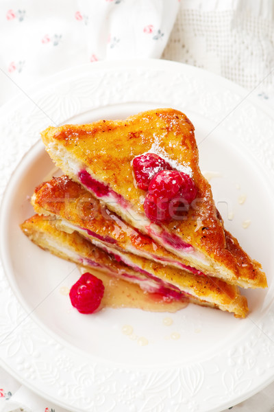 French toast stuffed ricotta and raspberry. Stock photo © zoryanchik