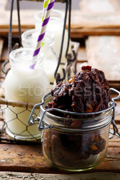 Brownie gocce cookies sfondo dolce cookie Foto d'archivio © zoryanchik