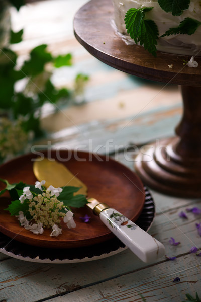 NETTLE AND LEMON CAKE WITH LEMON ICING.food gathering Stock photo © zoryanchik