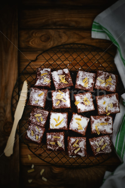 slices of a ginger parkin on a lattice for cooling.  Stock photo © zoryanchik