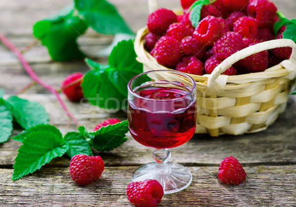 liqueur from raspberry in a shot glass Stock photo © zoryanchik