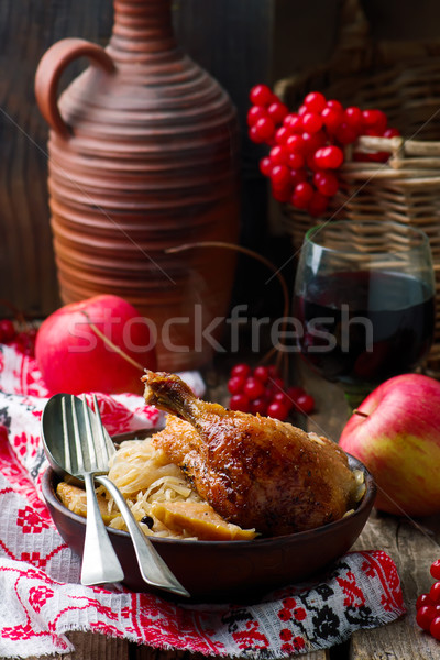 baked duck with cabbage Stock photo © zoryanchik