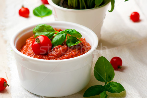 Tomate cherry salsa vidrio jar Foto stock © zoryanchik