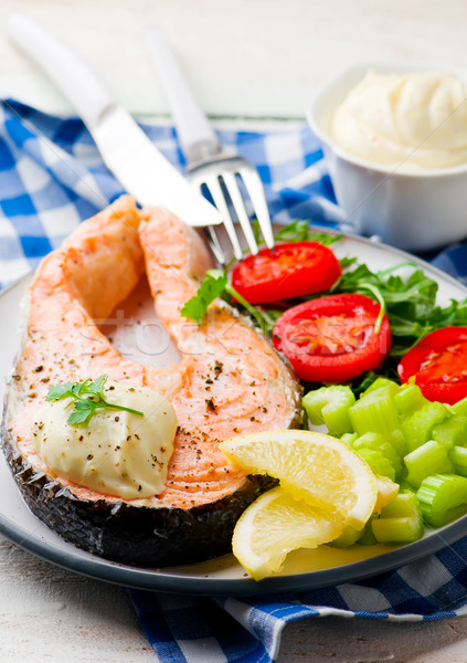 Quick Microwaved Salmon Stock photo © zoryanchik