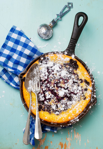 blueberry DUTCH BABY. Pancake in iron pan  Stock photo © zoryanchik