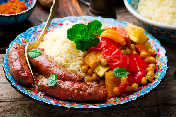 Stockfoto: Couscous · focus · tarwe · plaat · vers · afrikaanse