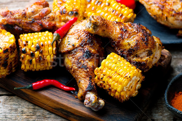 Cajun kip mais diner vlees lunch Stockfoto © zoryanchik