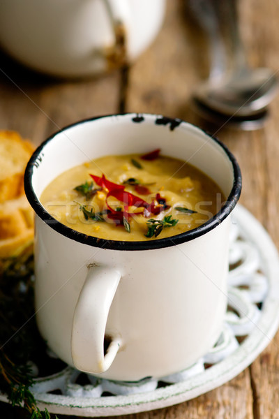 spiced red lentil and root vegetable soup vegan Stock photo © zoryanchik