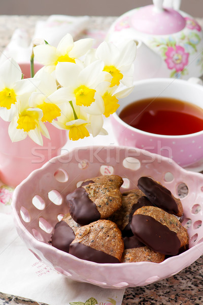 chocolate dipped seed cookies.style vintage Stock photo © zoryanchik