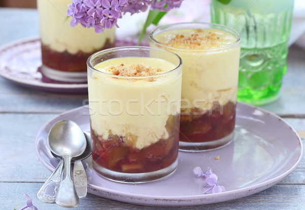 Rabarber dessert voedsel vruchten melk witte Stockfoto © zoryanchik