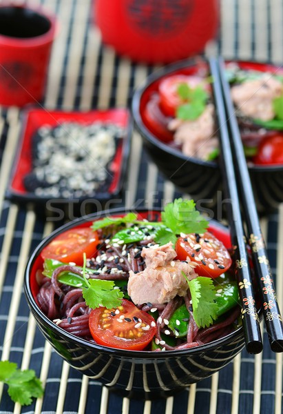 Foto stock: Ensalada · arroz · ensalada · de · atún · atún · Asia