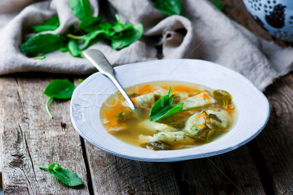 Soup with a sorrel. Selective focus. Stock photo © zoryanchik