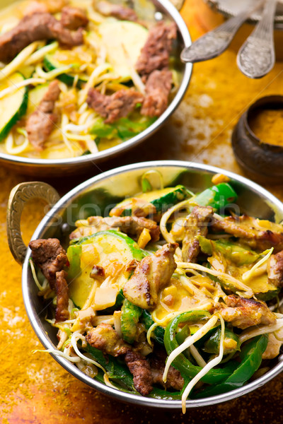 Indian-Style Pork Saute Stock photo © zoryanchik