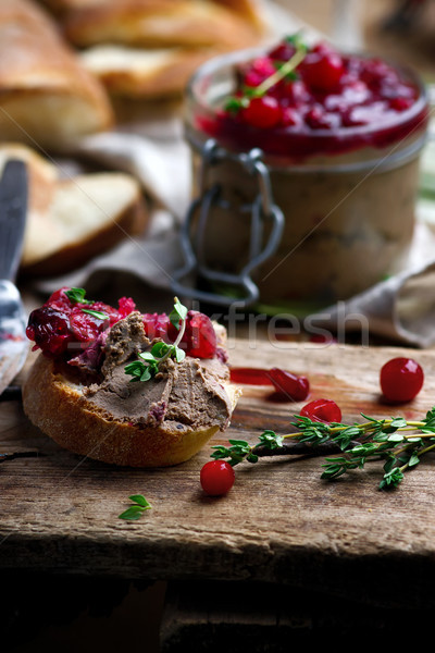 Canneberges poulet foie mise au point sélective fond table [[stock_photo]] © zoryanchik