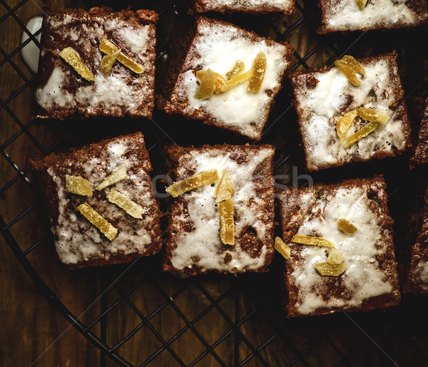 slices of a ginger parkin on a lattice for cooling.  Stock photo © zoryanchik