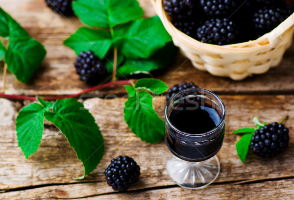 liqueur from blackberry in a shot glass Stock photo © zoryanchik