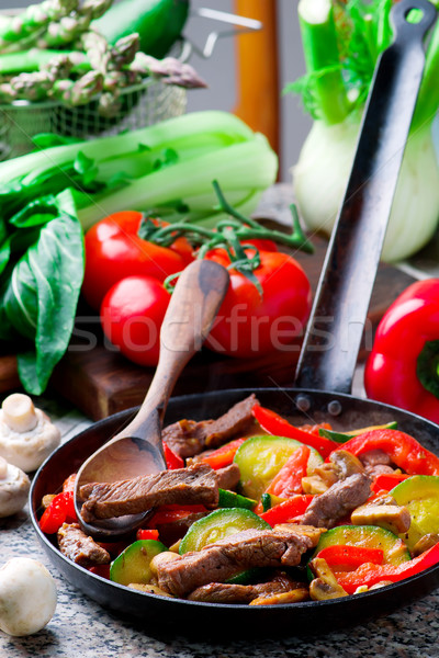 Mediterranean Beef Stir-Fry. Stock photo © zoryanchik