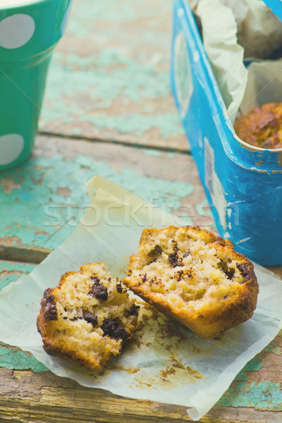 Banana muffins fette cioccolato vetro latte Foto d'archivio © zoryanchik