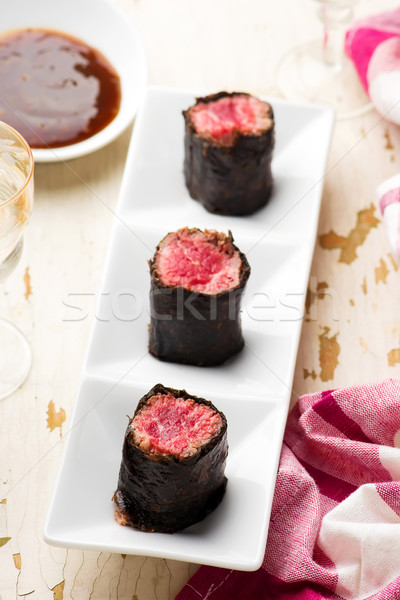 beef rolls from nori.selective focus Stock photo © zoryanchik