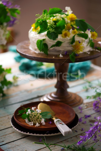 NETTLE AND LEMON CAKE WITH LEMON ICING.food gathering Stock photo © zoryanchik