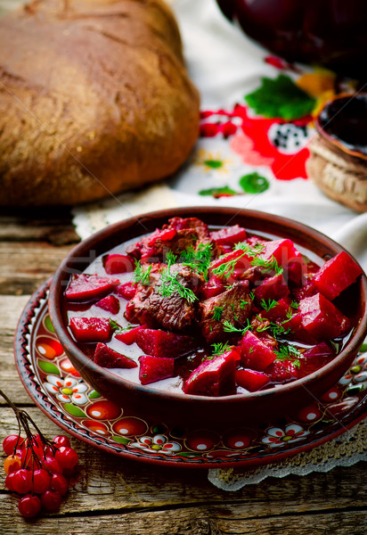 Wołowiny naczyń tradycyjny kuchnia stylu rustykalny Zdjęcia stock © zoryanchik