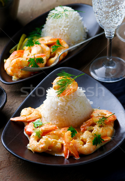 增加至灯箱 商业照片 #7391694sauteed shrimp in white wine 由