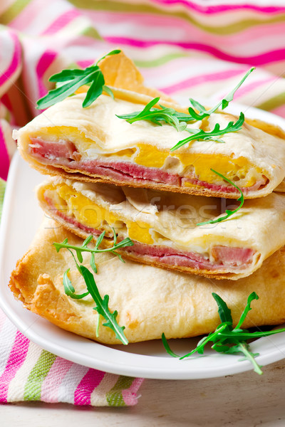 ham egg cheese pockets for a breakfast Stock photo © zoryanchik