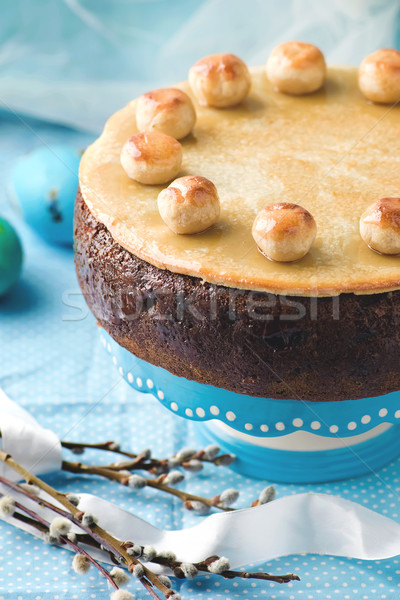 Simnel cake .Traditional English easter cake with marzipan.  Stock photo © zoryanchik