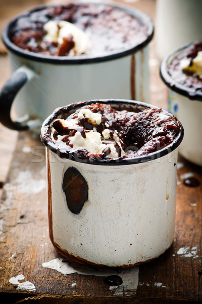 Hot Fudge Pudding Cake with ice cream  Stock photo © zoryanchik