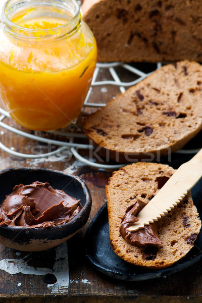 chocolate brioche with orange jam.selective focus Stock photo © zoryanchik