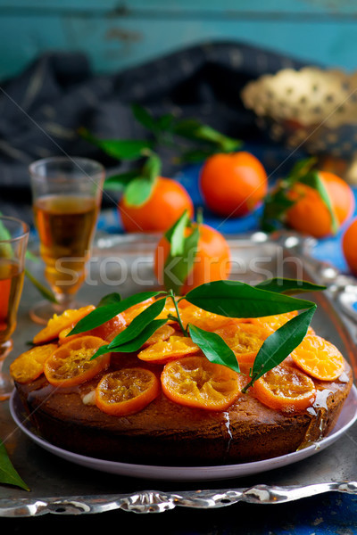 Madeira Cake with Caramelised Tangerines.selective focus Stock photo © zoryanchik