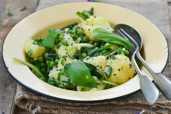 Pommes de terre vert printemps salade plat dîner [[stock_photo]] © zoryanchik