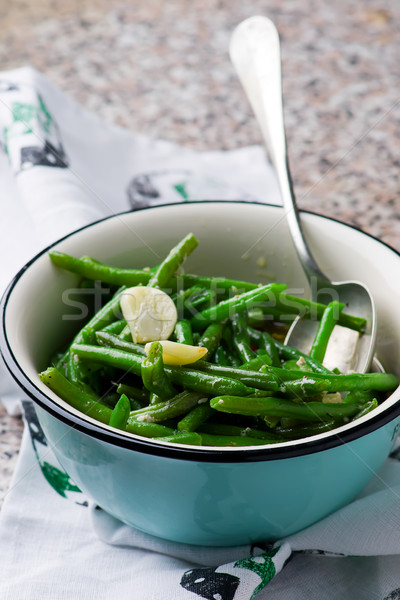 braised green beans with garlic. selective focus Stock photo © zoryanchik