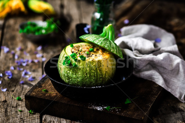 Cukkini töltött fókusz étel zöld étel Stock fotó © zoryanchik